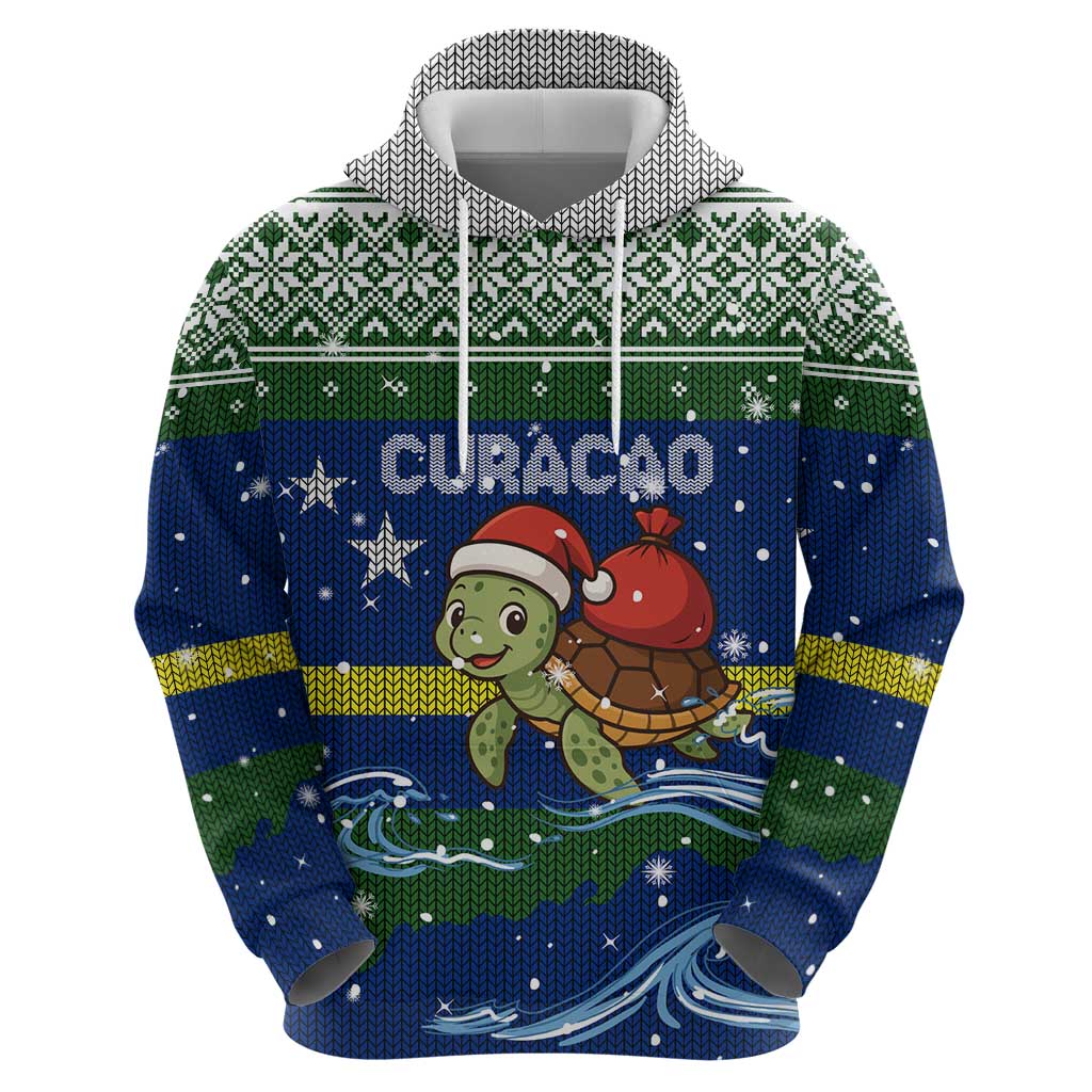 Curacao Christmas Hoodie with Santa Turtle Ocean Waves Snowflakes and Holiday Gift Design - Wonder Print Shop