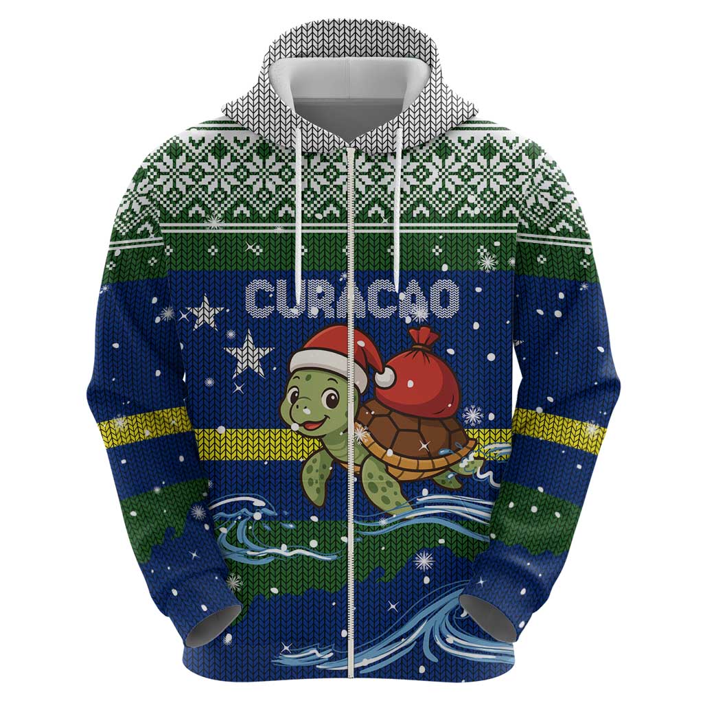 Curacao Christmas Hoodie with Santa Turtle Ocean Waves Snowflakes and Holiday Gift Design - Wonder Print Shop