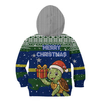 Curacao Christmas Kid Hoodie with Santa Turtle Ocean Waves Snowflakes and Holiday Gift Design - Wonder Print Shop