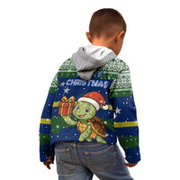 Curacao Christmas Kid Hoodie with Santa Turtle Ocean Waves Snowflakes and Holiday Gift Design - Wonder Print Shop
