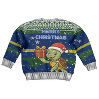 Curacao Christmas Kid Ugly Christmas Sweater with Santa Turtle Ocean Waves Snowflakes and Holiday Gift Design - Wonder Print Shop