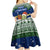 Curacao Christmas Kid Short Sleeve Dress with Santa Turtle Ocean Waves Snowflakes and Holiday Gift Design - Wonder Print Shop