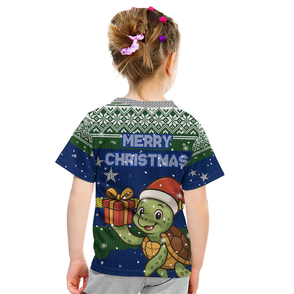 Curacao Christmas Kid T Shirt with Santa Turtle Ocean Waves Snowflakes and Holiday Gift Design - Wonder Print Shop