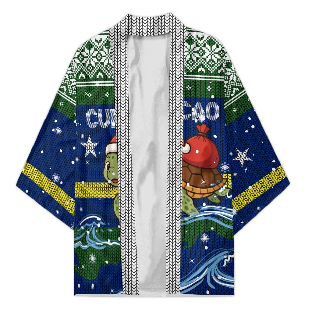 Curacao Christmas Kimono with Santa Turtle Ocean Waves Snowflakes and Holiday Gift Design - Wonder Print Shop