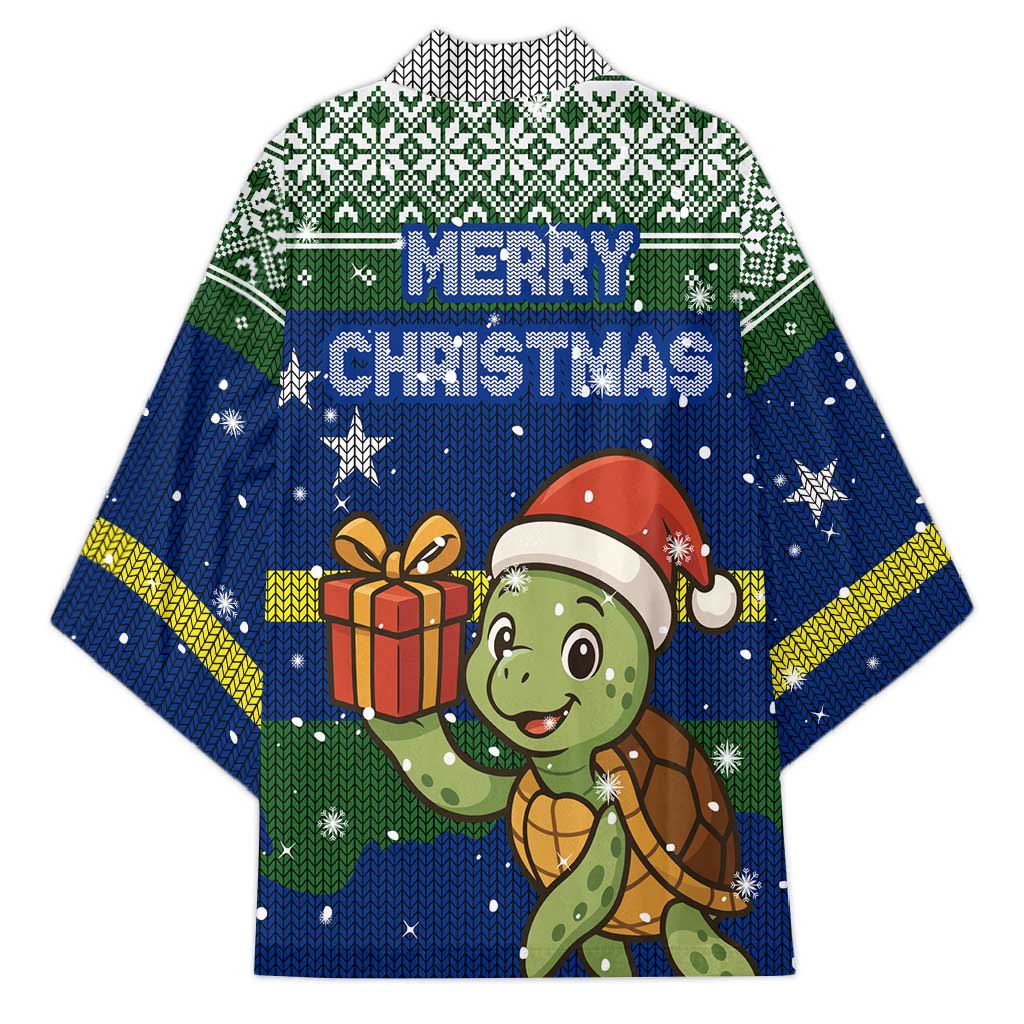 Curacao Christmas Kimono with Santa Turtle Ocean Waves Snowflakes and Holiday Gift Design - Wonder Print Shop