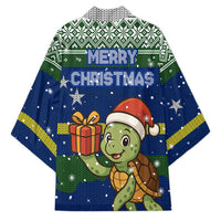Curacao Christmas Kimono with Santa Turtle Ocean Waves Snowflakes and Holiday Gift Design - Wonder Print Shop