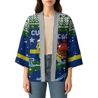 Curacao Christmas Kimono with Santa Turtle Ocean Waves Snowflakes and Holiday Gift Design - Wonder Print Shop