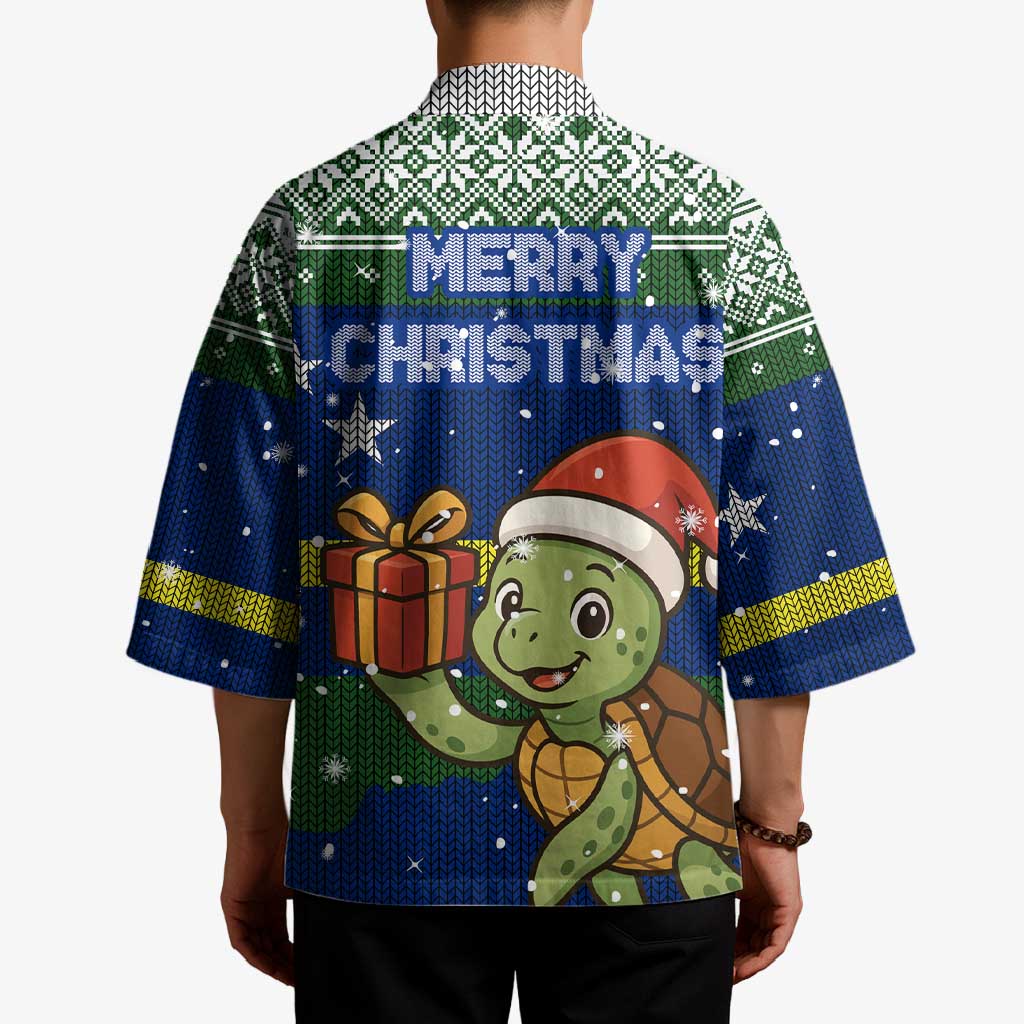 Curacao Christmas Kimono with Santa Turtle Ocean Waves Snowflakes and Holiday Gift Design - Wonder Print Shop