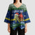 Curacao Christmas Kimono Sleeve Blouse with Santa Turtle Ocean Waves Snowflakes and Holiday Gift Design - Wonder Print Shop