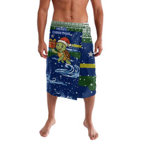 Curacao Christmas Lavalava with Santa Turtle Ocean Waves Snowflakes and Holiday Gift Design - Wonder Print Shop