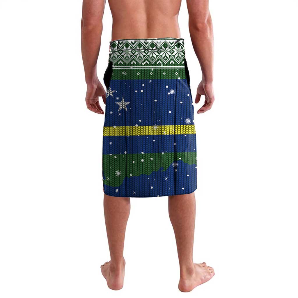 Curacao Christmas Lavalava with Santa Turtle Ocean Waves Snowflakes and Holiday Gift Design - Wonder Print Shop