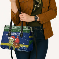 Curacao Christmas Leather Bag with Santa Turtle Ocean Waves Snowflakes and Holiday Gift Design - Wonder Print Shop