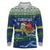 Curacao Christmas Long Sleeve Polo Shirt with Santa Turtle Ocean Waves Snowflakes and Holiday Gift Design - Wonder Print Shop