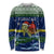 Curacao Christmas Long Sleeve Shirt with Santa Turtle Ocean Waves Snowflakes and Holiday Gift Design - Wonder Print Shop