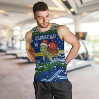 Curacao Christmas Men Tank Top with Santa Turtle Ocean Waves Snowflakes and Holiday Gift Design - Wonder Print Shop