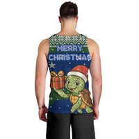 Curacao Christmas Men Tank Top with Santa Turtle Ocean Waves Snowflakes and Holiday Gift Design - Wonder Print Shop