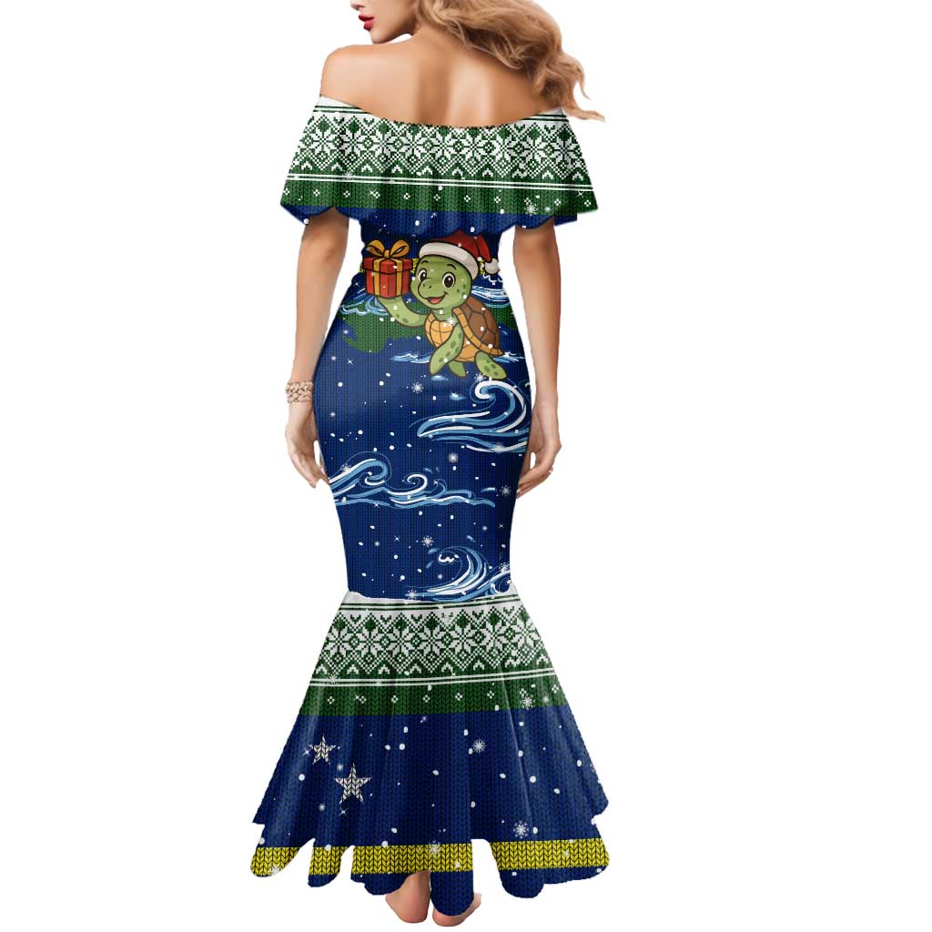 Curacao Christmas Mermaid Dress with Santa Turtle Ocean Waves Snowflakes and Holiday Gift Design - Wonder Print Shop
