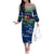 Curacao Christmas Off The Shoulder Long Sleeve Dress with Santa Turtle Ocean Waves Snowflakes and Holiday Gift Design - Wonder Print Shop