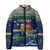 Curacao Christmas Padded Jacket with Santa Turtle Ocean Waves Snowflakes and Holiday Gift Design - Wonder Print Shop