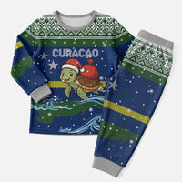 Curacao Christmas Pajama Set with Santa Turtle Ocean Waves Snowflakes and Holiday Gift Design - Wonder Print Shop