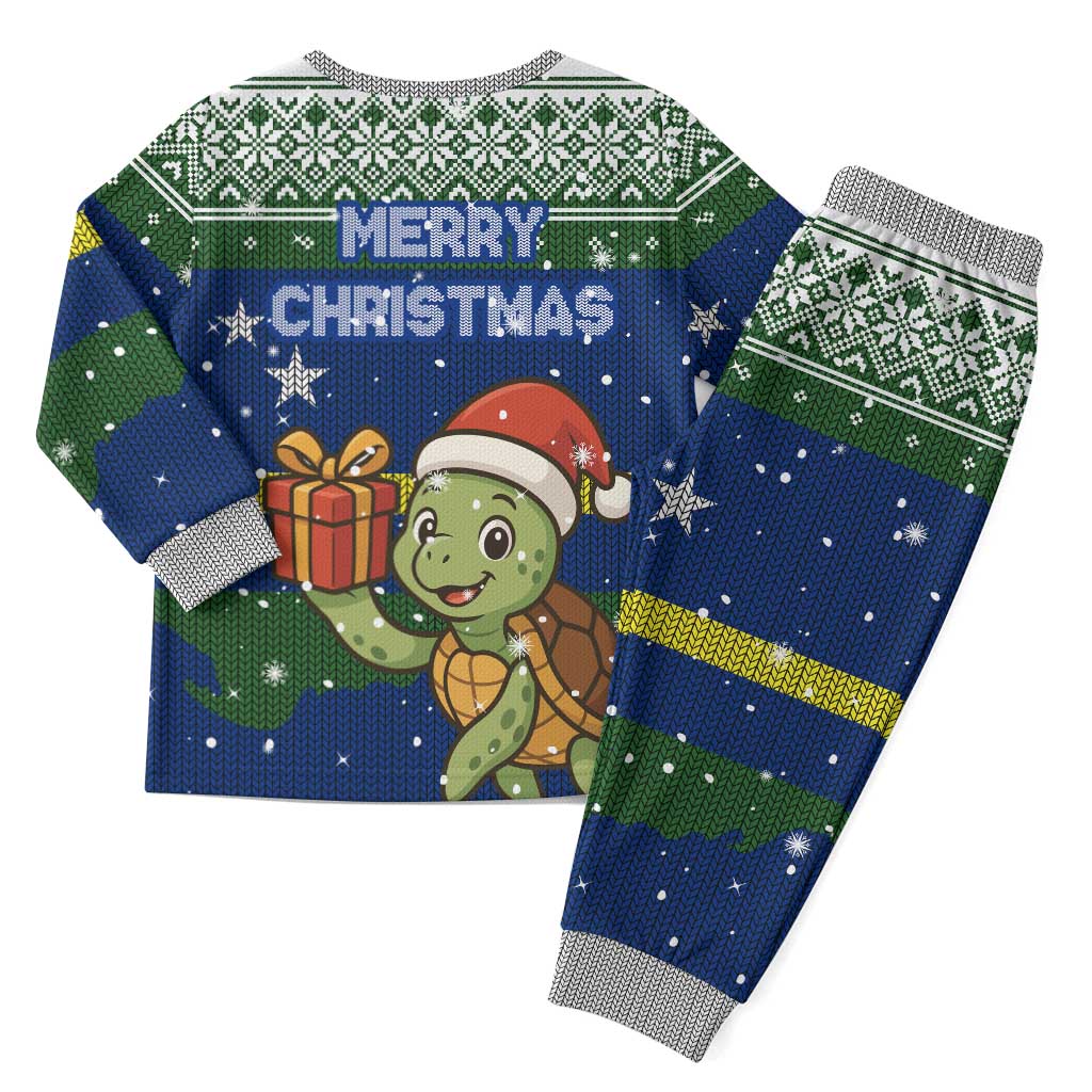 Curacao Christmas Pajama Set with Santa Turtle Ocean Waves Snowflakes and Holiday Gift Design - Wonder Print Shop