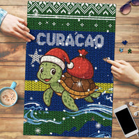 Curacao Christmas Puzzle with Santa Turtle Ocean Waves Snowflakes and Holiday Gift Design - Wonder Print Shop