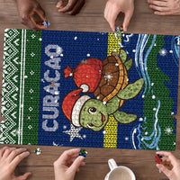 Curacao Christmas Puzzle with Santa Turtle Ocean Waves Snowflakes and Holiday Gift Design - Wonder Print Shop