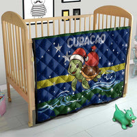 Curacao Christmas Quilt with Santa Turtle Ocean Waves Snowflakes and Holiday Gift Design - Wonder Print Shop
