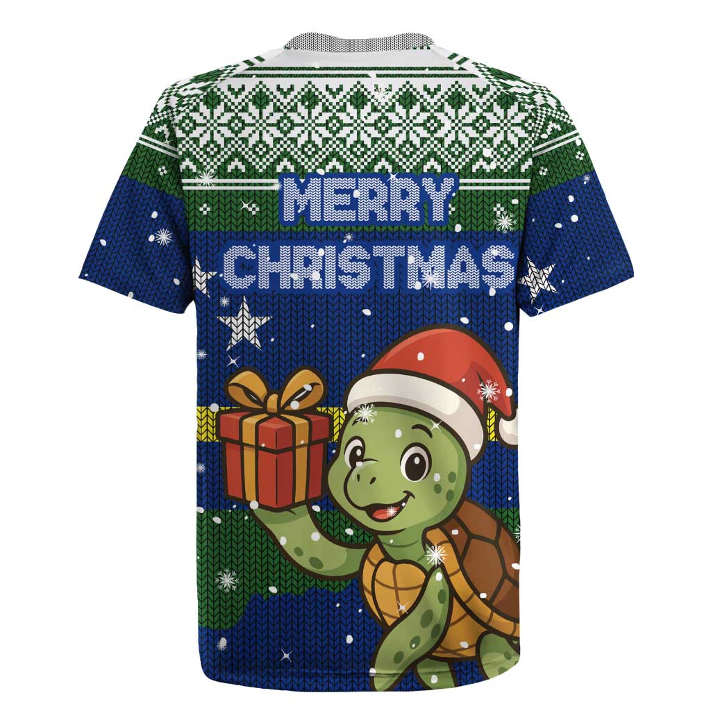 Curacao Christmas Rugby Jersey with Santa Turtle Ocean Waves Snowflakes and Holiday Gift Design - Wonder Print Shop