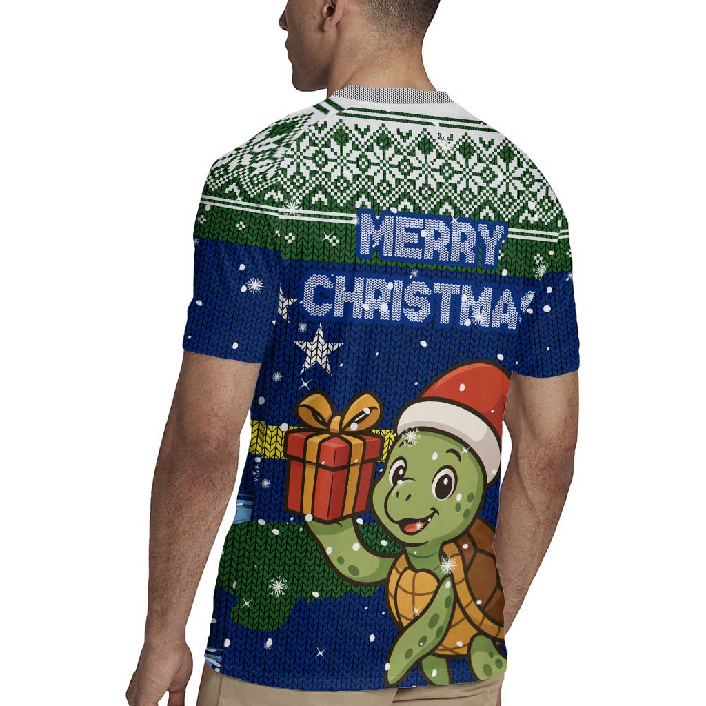 Curacao Christmas Rugby Jersey with Santa Turtle Ocean Waves Snowflakes and Holiday Gift Design - Wonder Print Shop