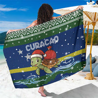 Curacao Christmas Sarong with Santa Turtle Ocean Waves Snowflakes and Holiday Gift Design - Wonder Print Shop