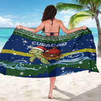 Curacao Christmas Sarong with Santa Turtle Ocean Waves Snowflakes and Holiday Gift Design - Wonder Print Shop