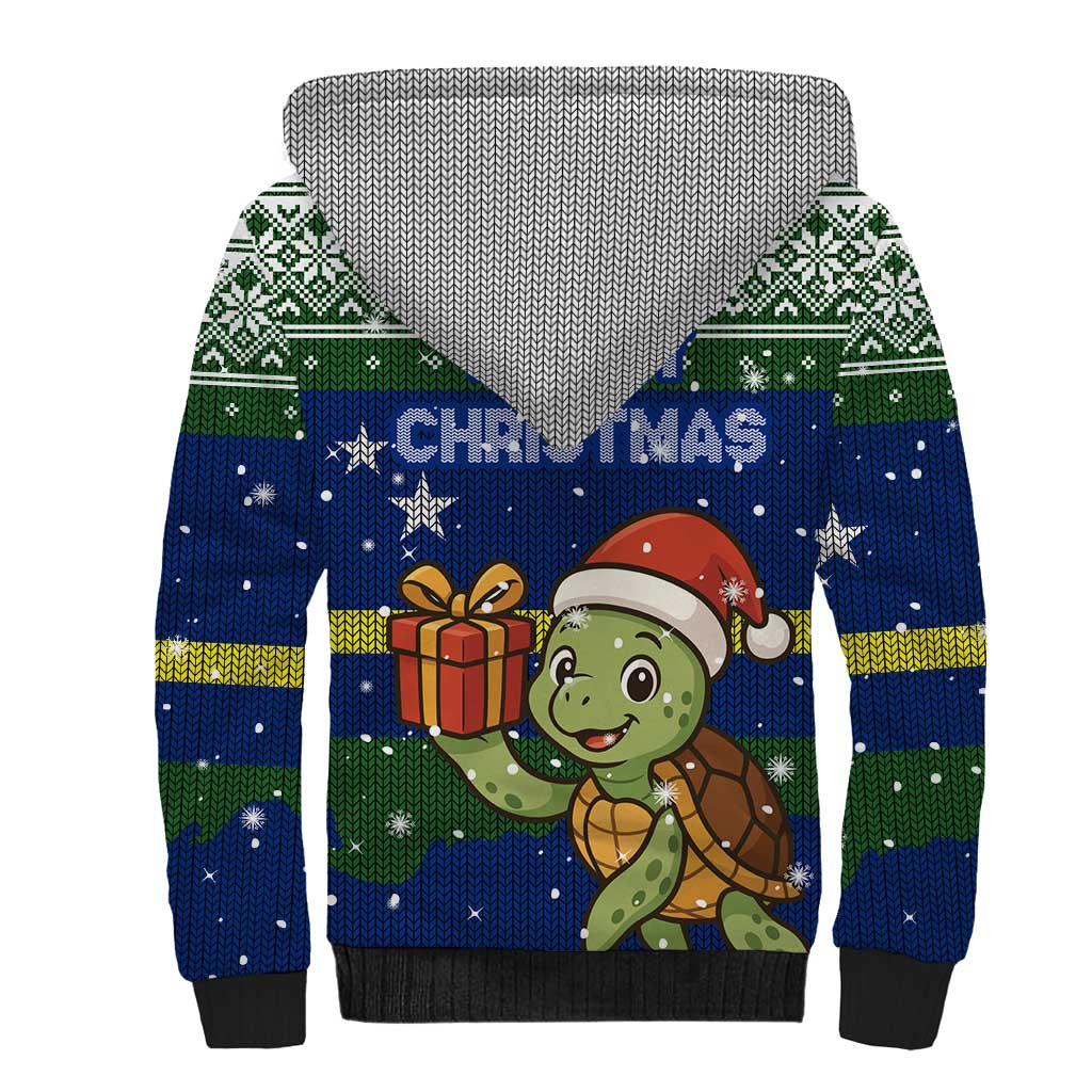 Curacao Christmas Sherpa Hoodie with Santa Turtle Ocean Waves Snowflakes and Holiday Gift Design - Wonder Print Shop
