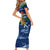 Curacao Christmas Short Sleeve Bodycon Dress with Santa Turtle Ocean Waves Snowflakes and Holiday Gift Design - Wonder Print Shop
