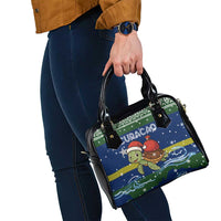 Curacao Christmas Shoulder Handbag with Santa Turtle Ocean Waves Snowflakes and Holiday Gift Design - Wonder Print Shop