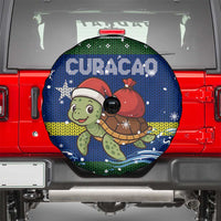 Curacao Christmas Spare Tire Cover with Santa Turtle Ocean Waves Snowflakes and Holiday Gift Design - Wonder Print Shop