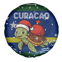 Curacao Christmas Spare Tire Cover with Santa Turtle Ocean Waves Snowflakes and Holiday Gift Design - Wonder Print Shop