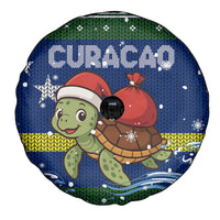 Curacao Christmas Spare Tire Cover with Santa Turtle Ocean Waves Snowflakes and Holiday Gift Design - Wonder Print Shop