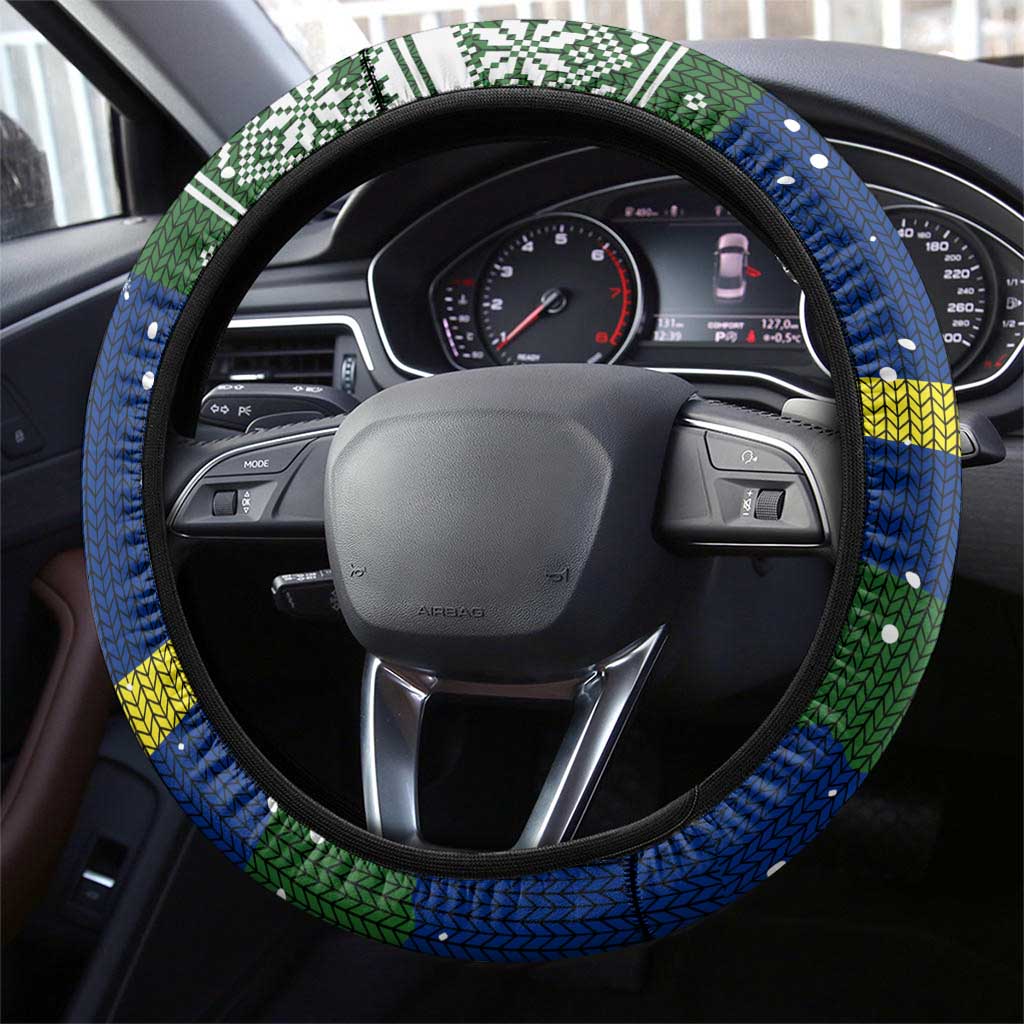 Curacao Christmas Steering Wheel Cover with Santa Turtle Ocean Waves Snowflakes and Holiday Gift Design - Wonder Print Shop