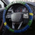 Curacao Christmas Steering Wheel Cover with Santa Turtle Ocean Waves Snowflakes and Holiday Gift Design - Wonder Print Shop
