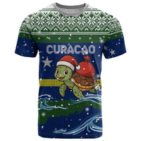 Curacao Christmas T Shirt with Santa Turtle Ocean Waves Snowflakes and Holiday Gift Design - Wonder Print Shop