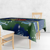 Curacao Christmas Tablecloth with Santa Turtle Ocean Waves Snowflakes and Holiday Gift Design - Wonder Print Shop