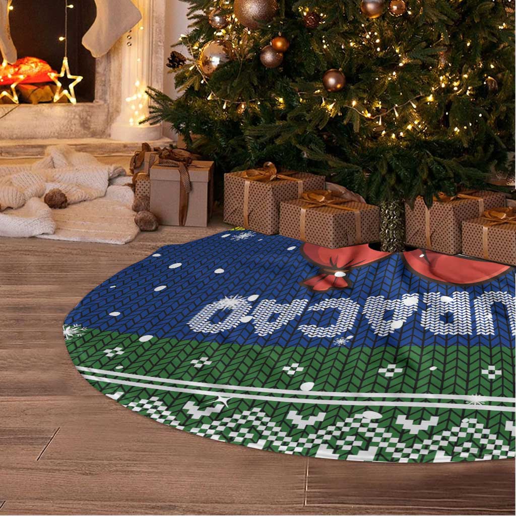 Curacao Christmas Tree Skirt with Santa Turtle Ocean Waves Snowflakes and Holiday Gift Design - Wonder Print Shop