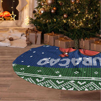 Curacao Christmas Tree Skirt with Santa Turtle Ocean Waves Snowflakes and Holiday Gift Design - Wonder Print Shop