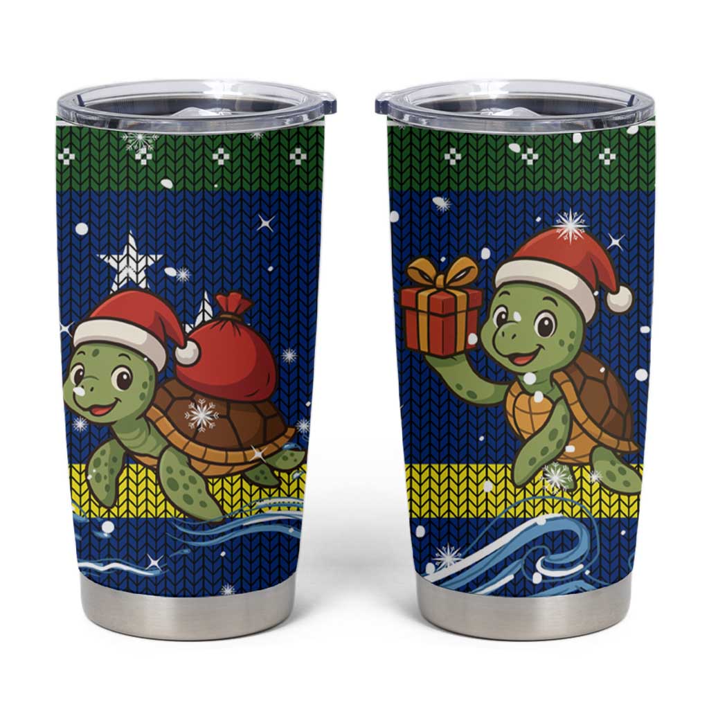 Curacao Christmas Tumbler Cup with Santa Turtle Ocean Waves Snowflakes and Holiday Gift Design - Wonder Print Shop