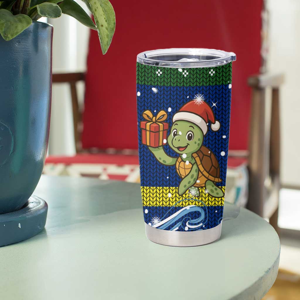 Curacao Christmas Tumbler Cup with Santa Turtle Ocean Waves Snowflakes and Holiday Gift Design - Wonder Print Shop