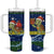 Curacao Christmas Tumbler With Handle with Santa Turtle Ocean Waves Snowflakes and Holiday Gift Design - Wonder Print Shop