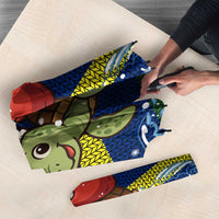 Curacao Christmas Umbrella with Santa Turtle Ocean Waves Snowflakes and Holiday Gift Design - Wonder Print Shop