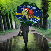 Curacao Christmas Umbrella with Santa Turtle Ocean Waves Snowflakes and Holiday Gift Design - Wonder Print Shop