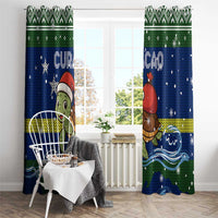 Curacao Christmas Window Curtain with Santa Turtle Ocean Waves Snowflakes and Holiday Gift Design - Wonder Print Shop
